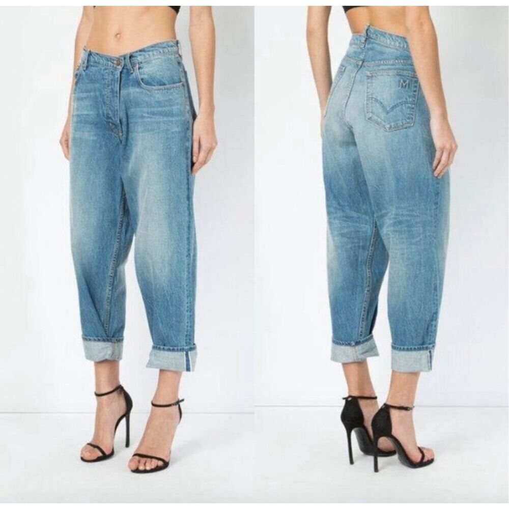 MONSE Deconstructed Asymmetrical Light Solid Wash Relaxed Baggy Jeans Size 25
